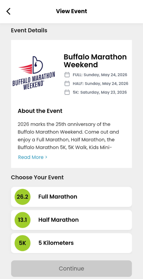 RunSmart app — event detail