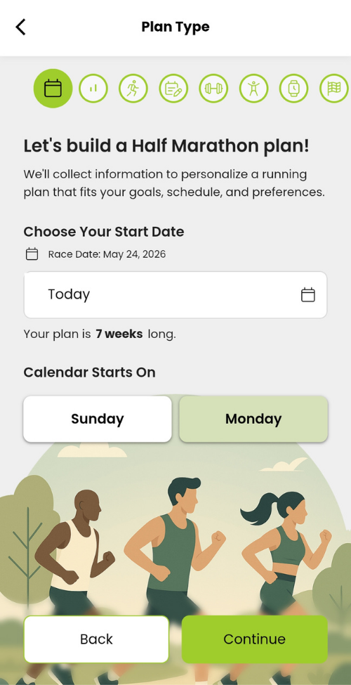 RunSmart app — start date