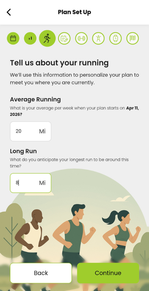 RunSmart app — weekly mileage