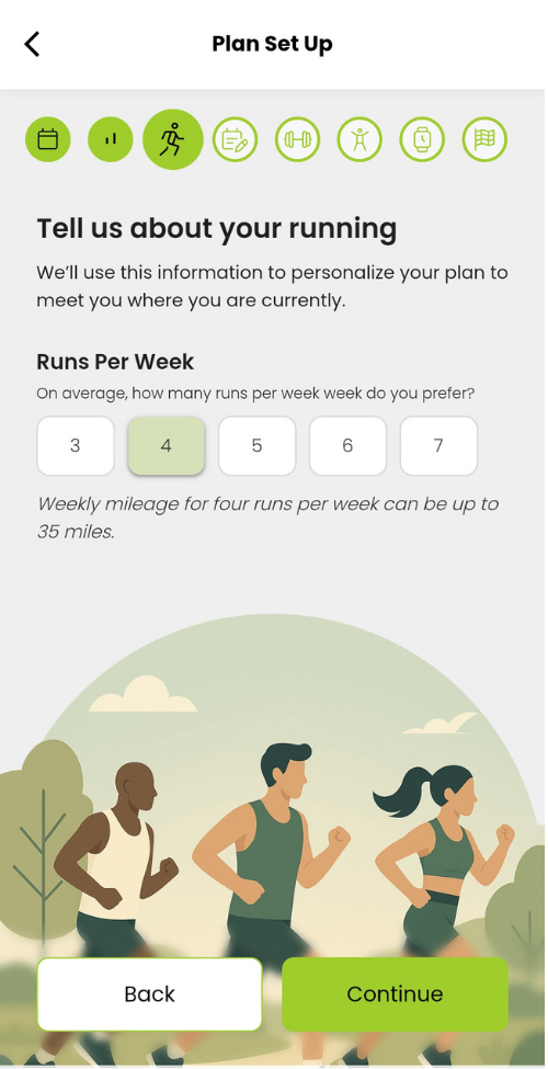 RunSmart app — runs per week