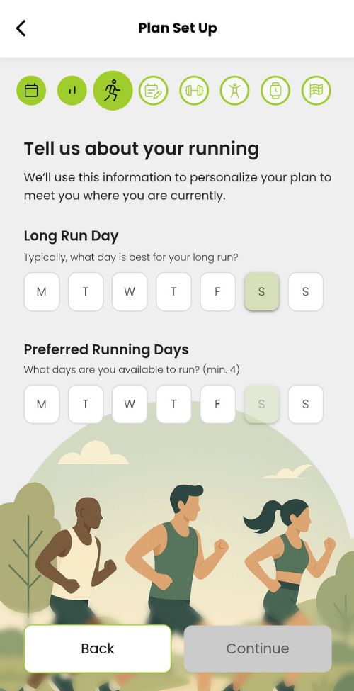 RunSmart app — running days