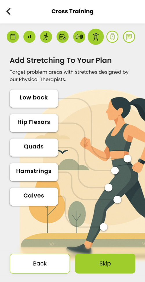 RunSmart app — targeted stretching
